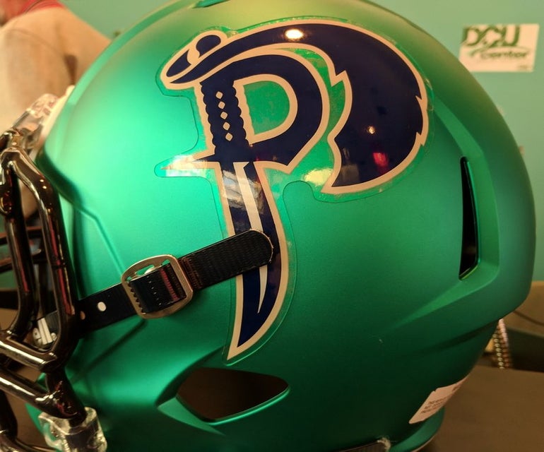 A photo of a football helmet