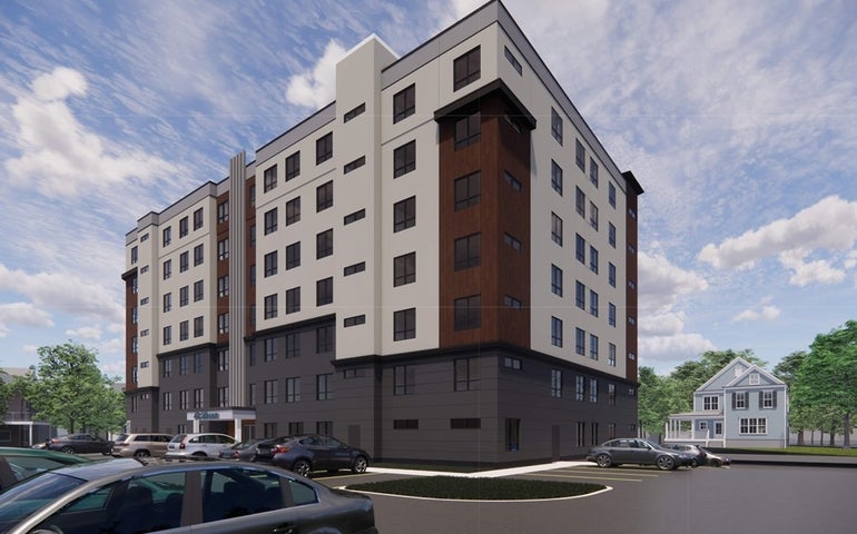 A seven-story apartment building