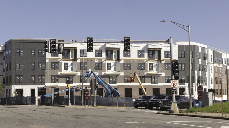 A large apartment building under construction