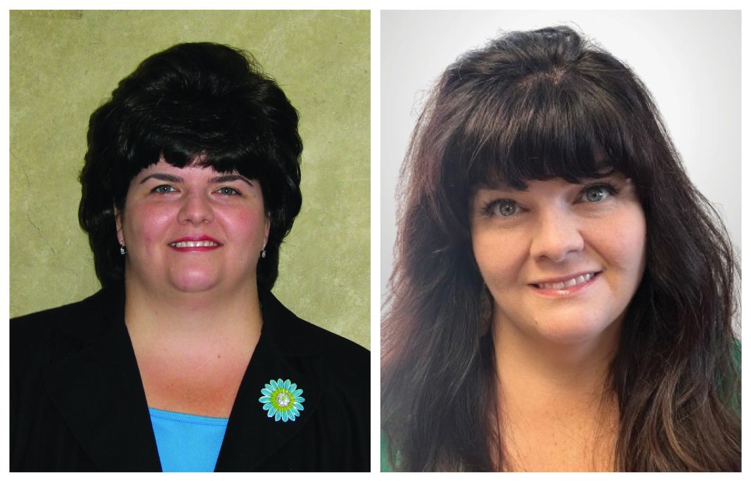 A side-by-side collage of photos of the same woman, taken 17 years apart.