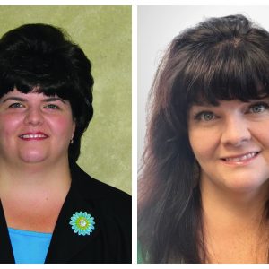 A side-by-side collage of photos of the same woman, taken 17 years apart.