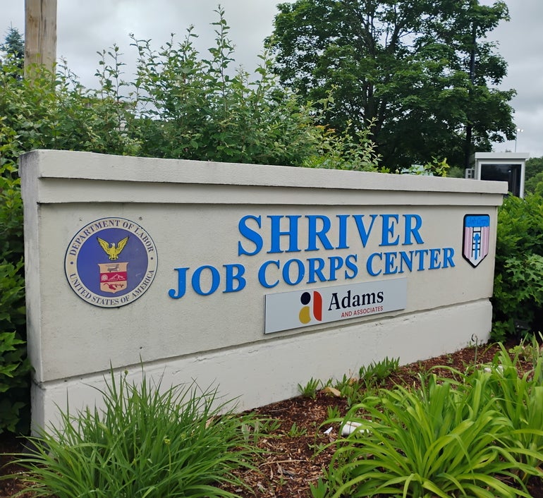 A sign for the Shriver Job Corps Center
