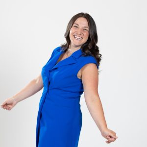 Woman in purple dress