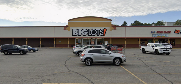 A strip mall with a large 