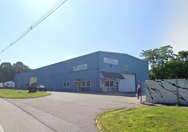 A blue warehouse