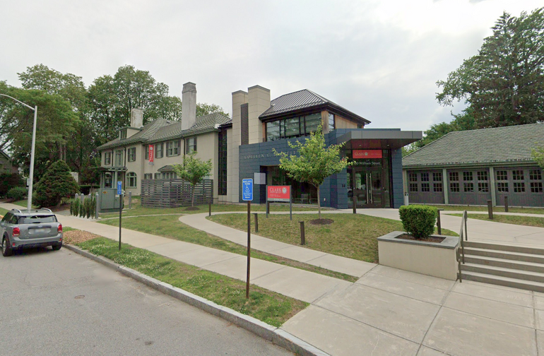A large grey building