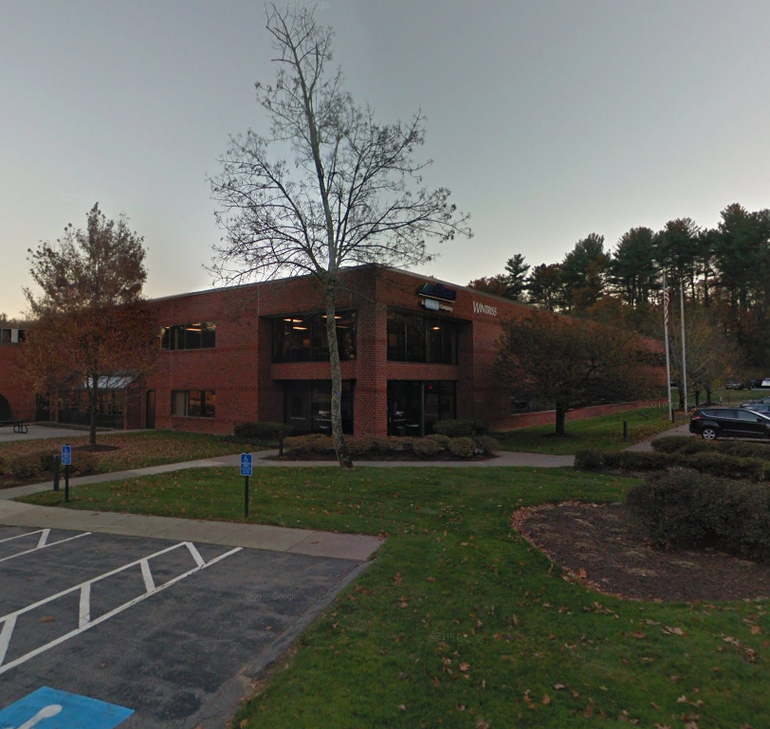 A two-story suburban office building