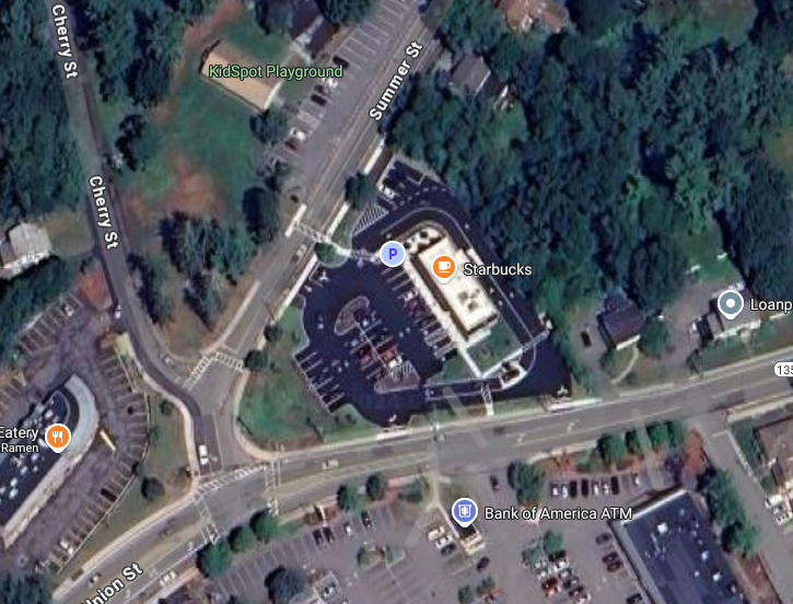 Satellite image of a Starbucks