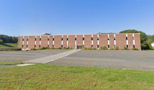 A two-story brick office building