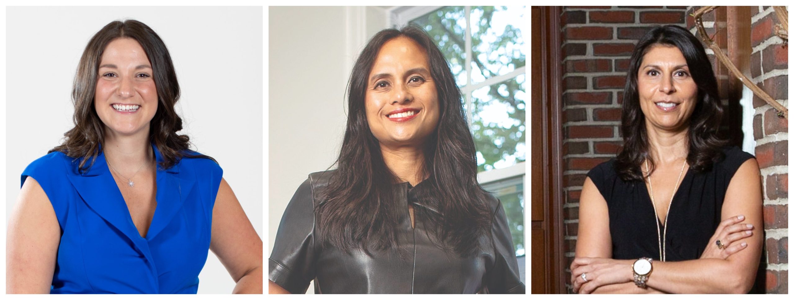 Side by side headshots of three women