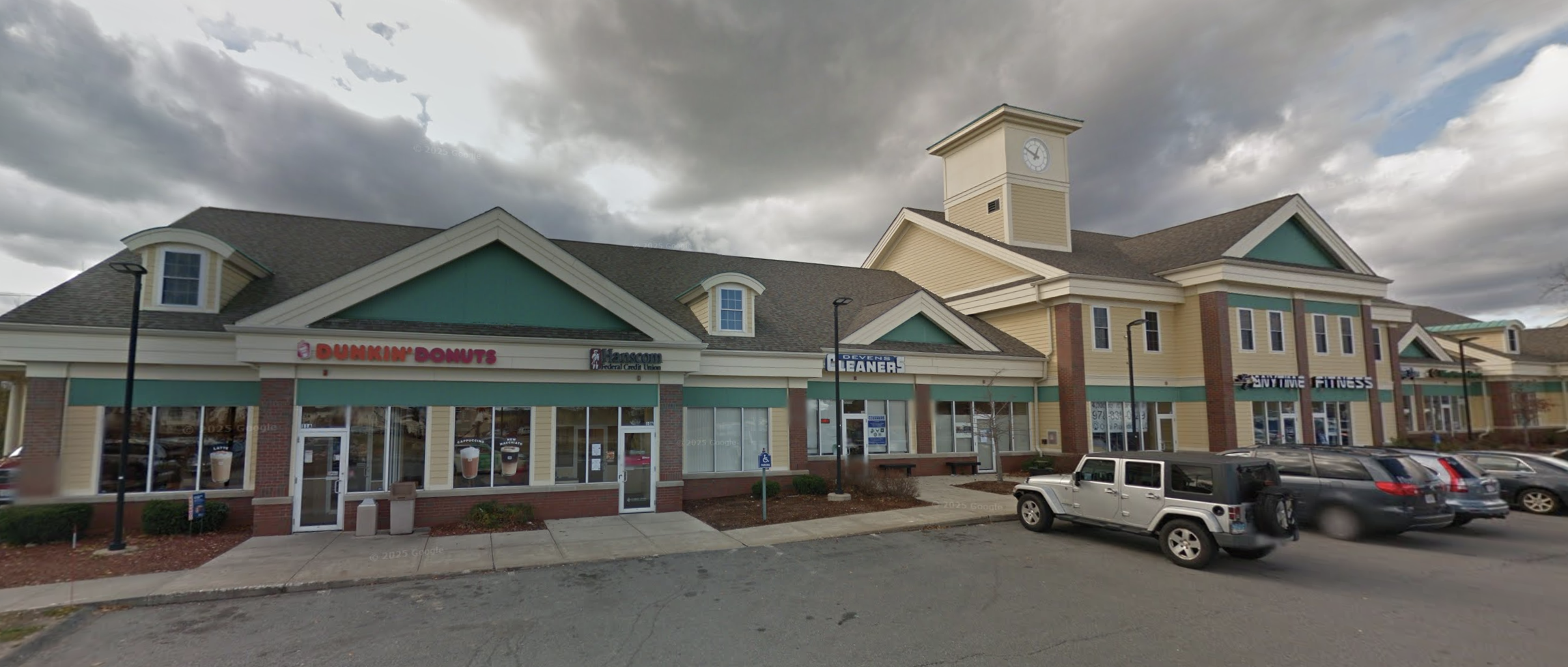 Outside a shopping plaza